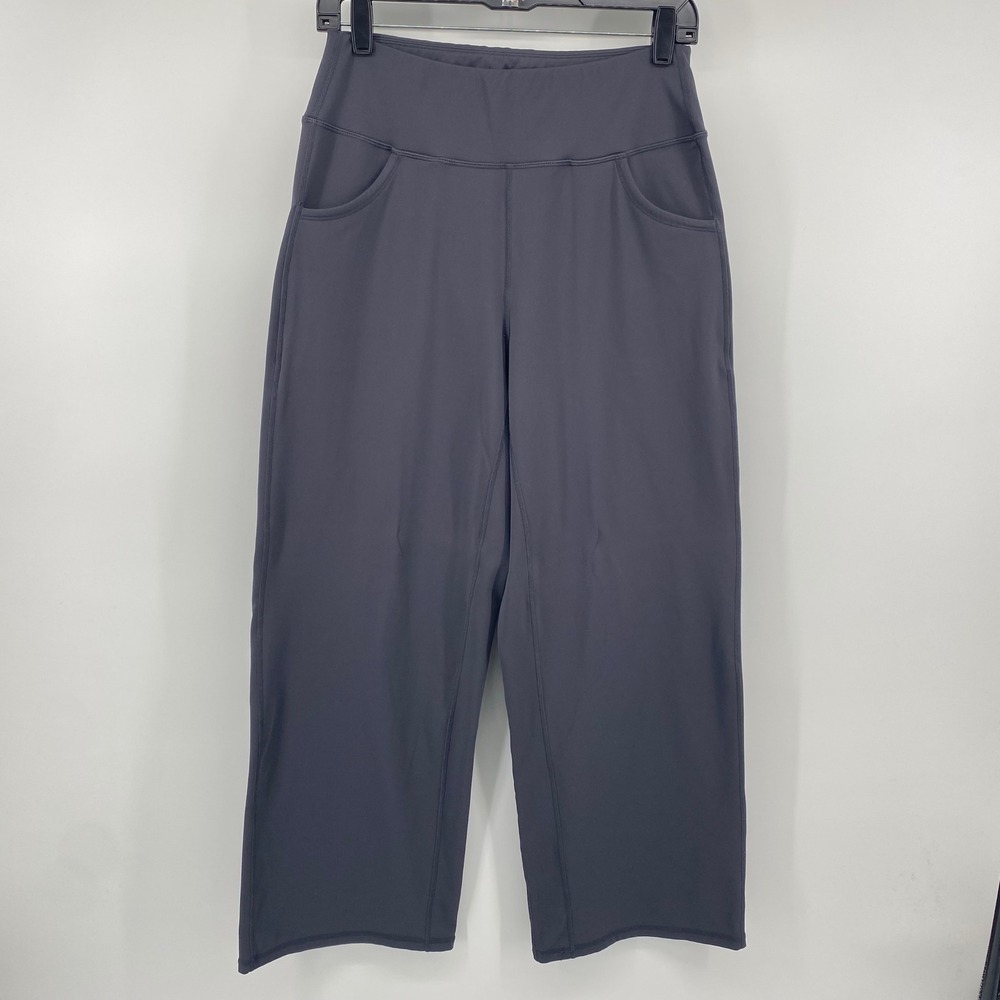 Promover Wide Leg Pants Womens Medium Gray High Waisted Cropped Yoga Athletic